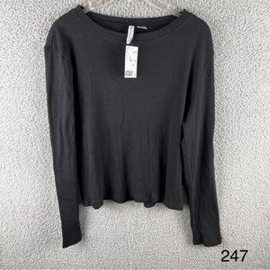 H&M Divided NWT Black Ribbed Cotton Blend  Long Sleeve Shirt Size XX Large